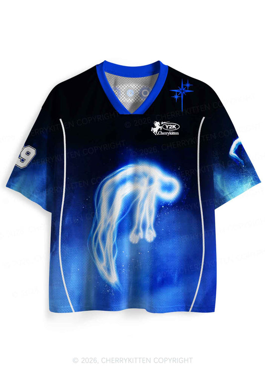 Halloween Blue Glowing Soul Y2K Sport Jersey Shirts Cherrykitten