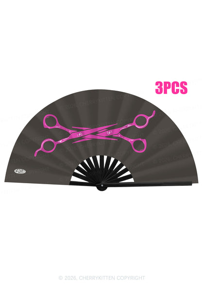 Pink Scissors Pride Y2K Rave Hand Fan Cherrykitten