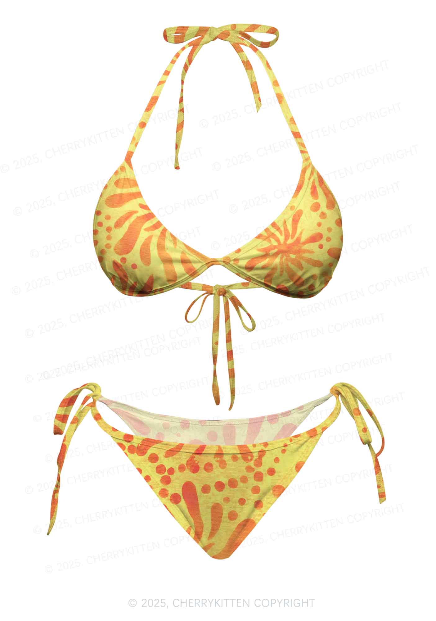 Vibrant Floral Dots Y2K Print Bikini Set Cherrykitten