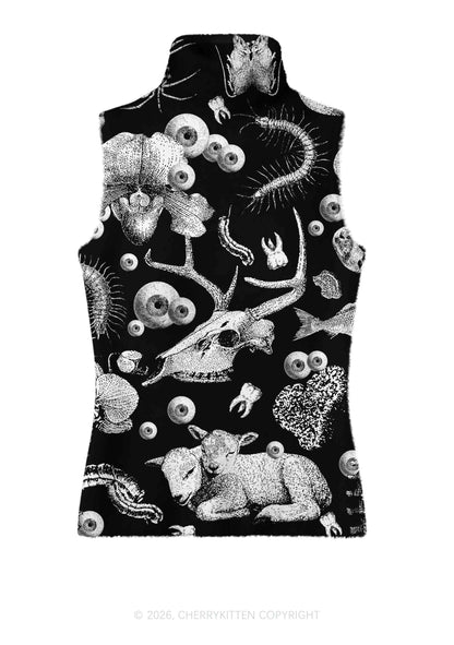 Halloween Dark Sheep Bone Y2K Knit Turtleneck Tank Top Cherrykitten