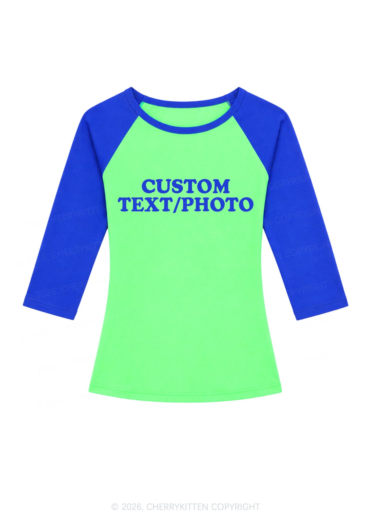 Custom Personalized Text Y2K Raglan Sleeve Crop Top Cherrykitten