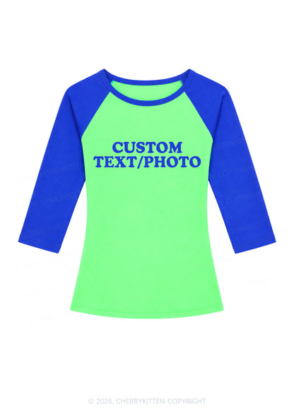 Custom Personalized Text Y2K Raglan Sleeve Crop Top Cherrykitten