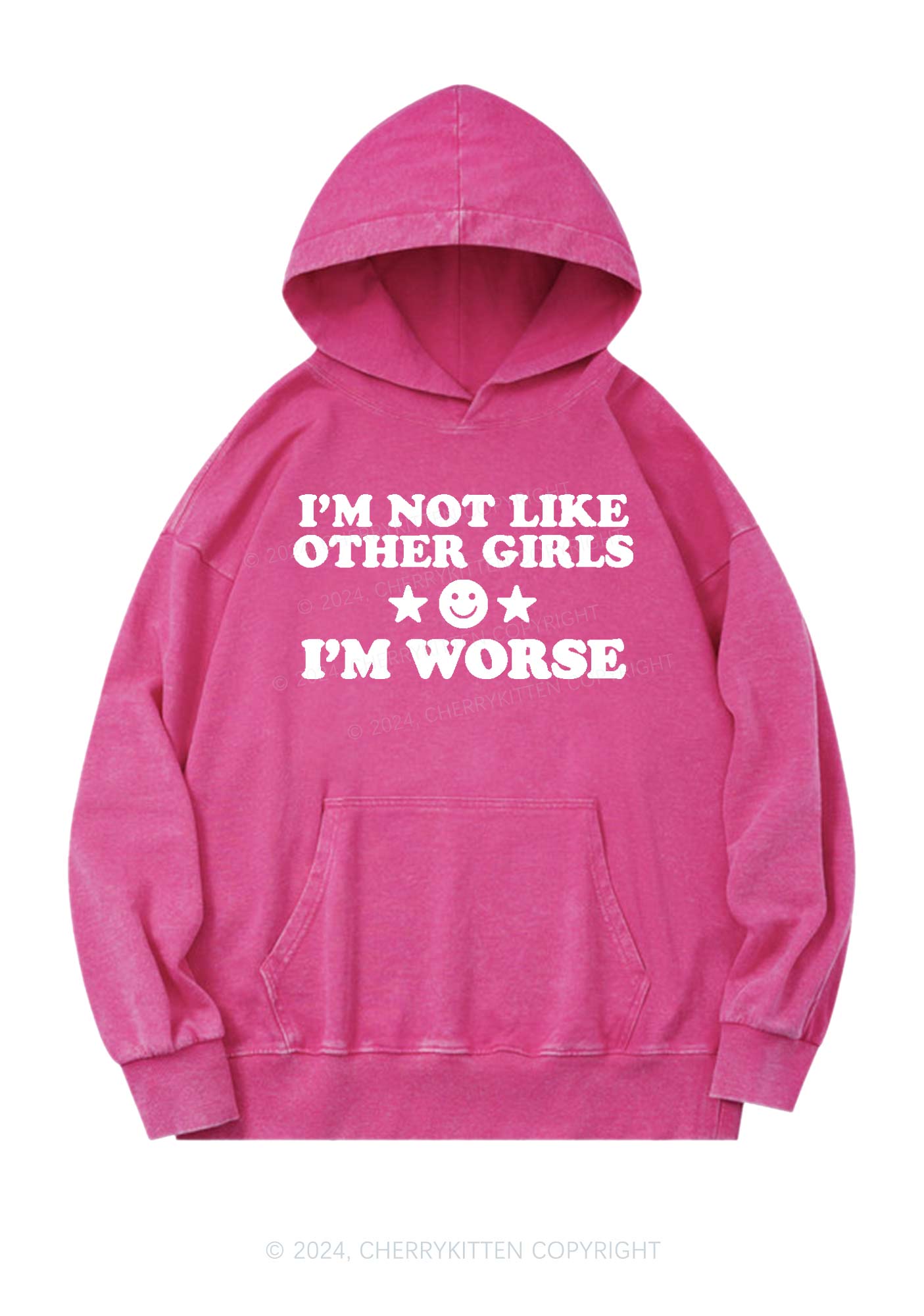 I'm Worse Y2K Washed Hoodie Cherrykitten