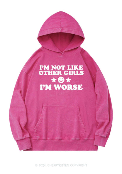 I'm Worse Y2K Washed Hoodie Cherrykitten