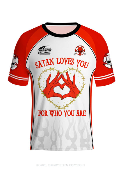 Halloween Satan Loves You Heart Y2K Football Jersey Shirts Cherrykitten