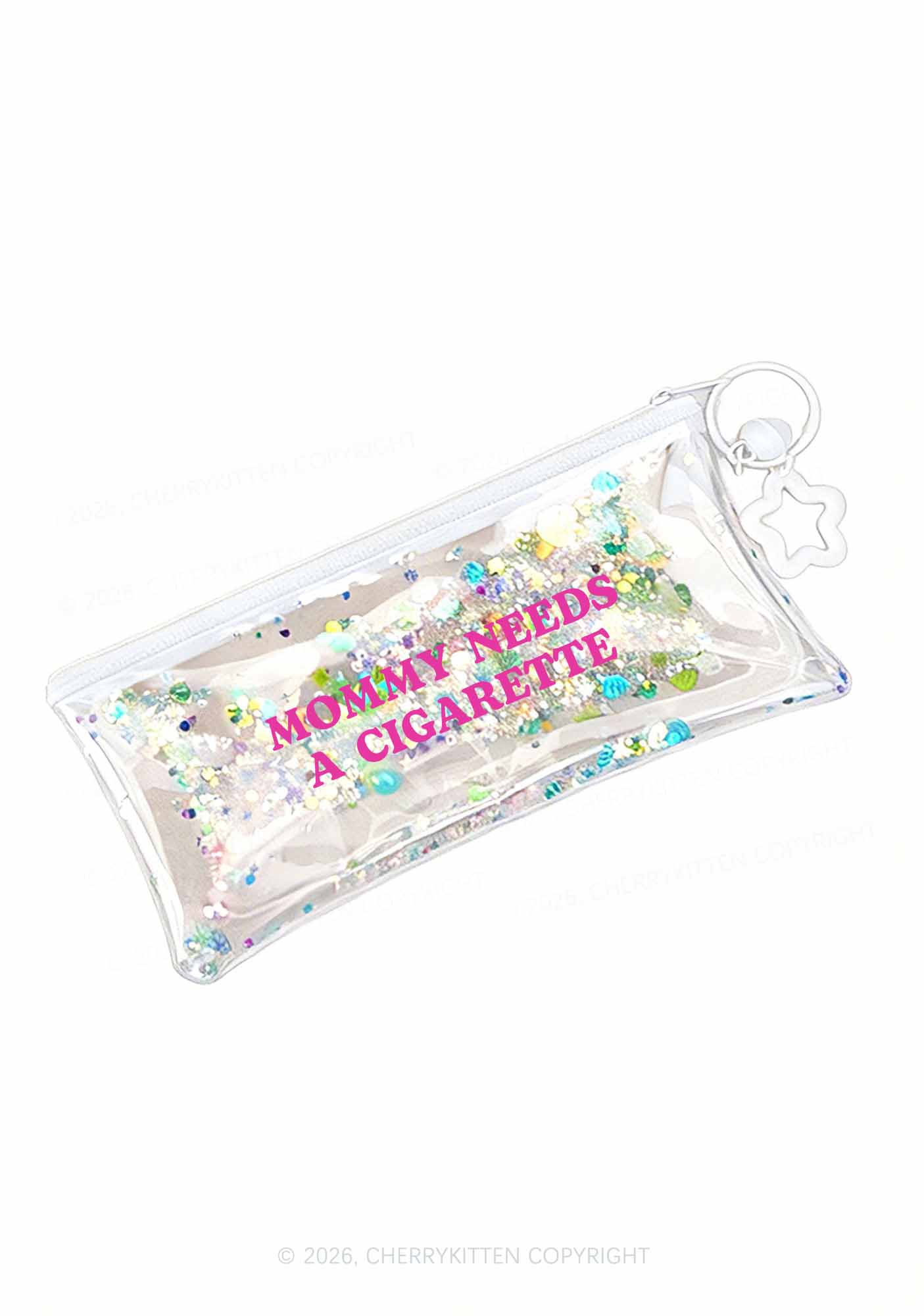 Mommy Needs A Cigarette Y2K Quicksand Transparent Pencil Pouch Cherrykitten