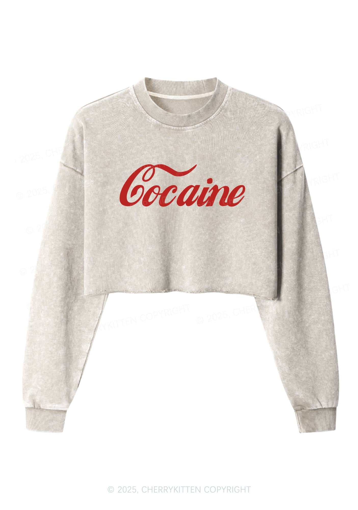 Special Cola Y2K Crop Washed Sweatshirts Cherrykitten