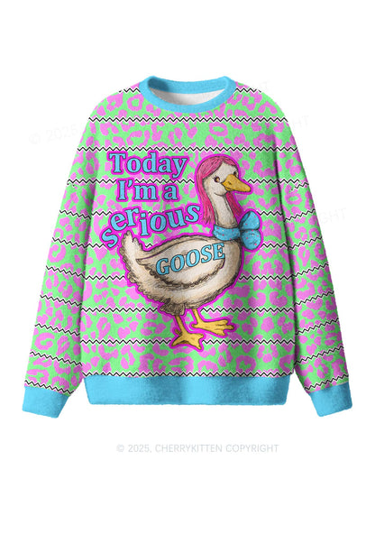 Serious Goose Y2K Christmas Knit Sweatshirt Cherrykitten