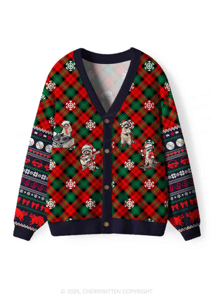 Raccoon Concert Y2K Christmas Cardigan Knit Sweatshirt Cherrykitten