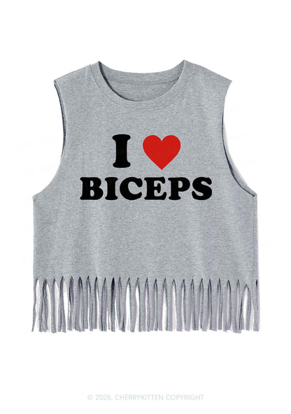 I Love Biceps Y2K Fringe Tank Top Cherrykitten