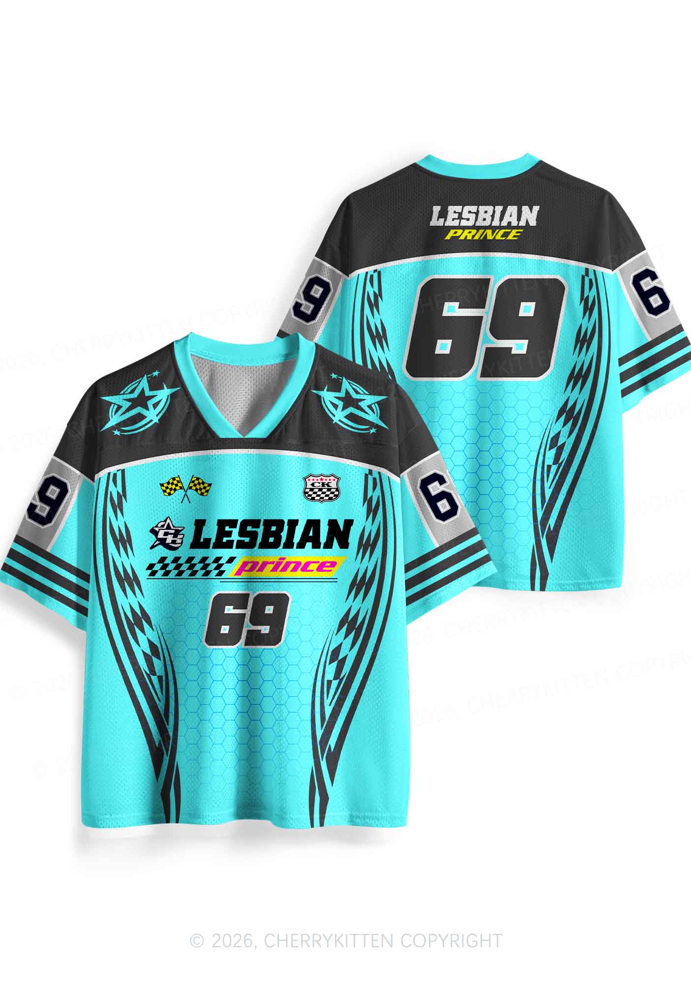 Blue Lesbian Prince Pride Y2K Sport Jersey Shirts Cherrykitten