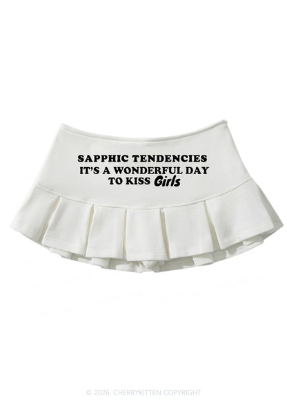 Wonderful Day To Kiss Girls Pride Y2K Mini Pleated Skirts Cherrykitten