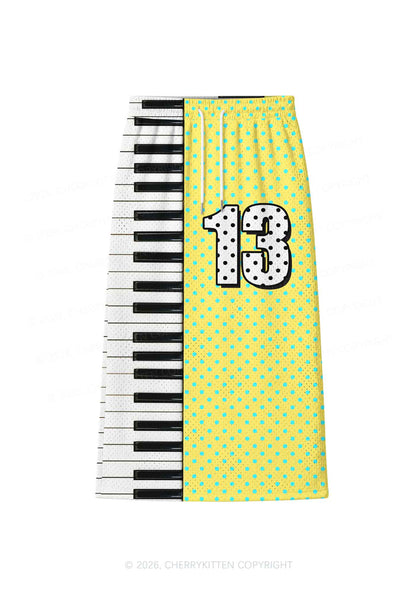 Yellow Dots Piano Keys Y2K Sport Jersey Drawstring Midi Skirt Cherrykitten
