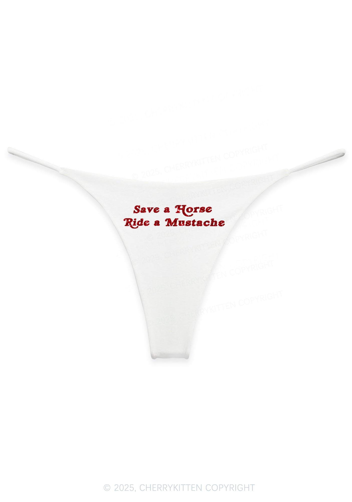 Glitter Ride A Mustache Y2K Bikini String Thong Cherrykitten