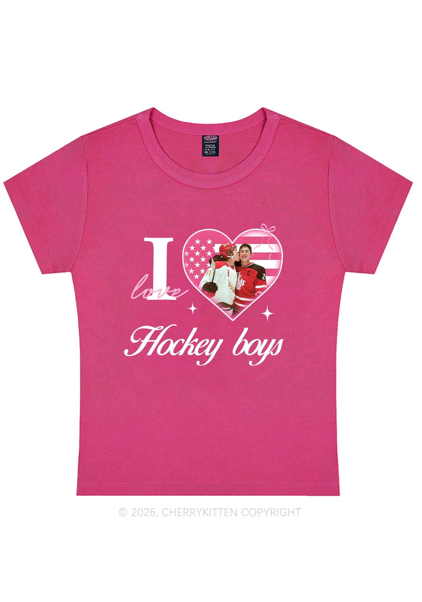 I Love US Hockey Boys HR Y2K Baby Tee Cherrykitten