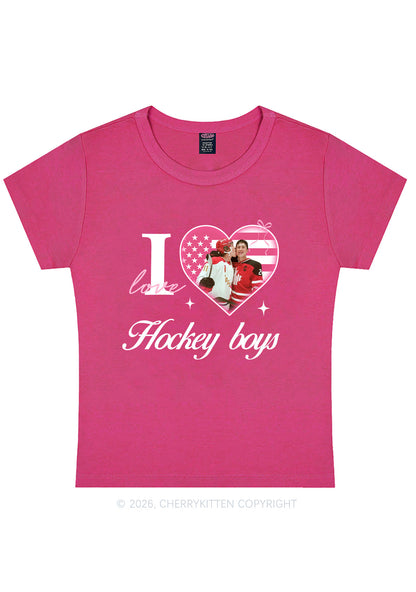 I Love US Hockey Boys HR Y2K Baby Tee Cherrykitten