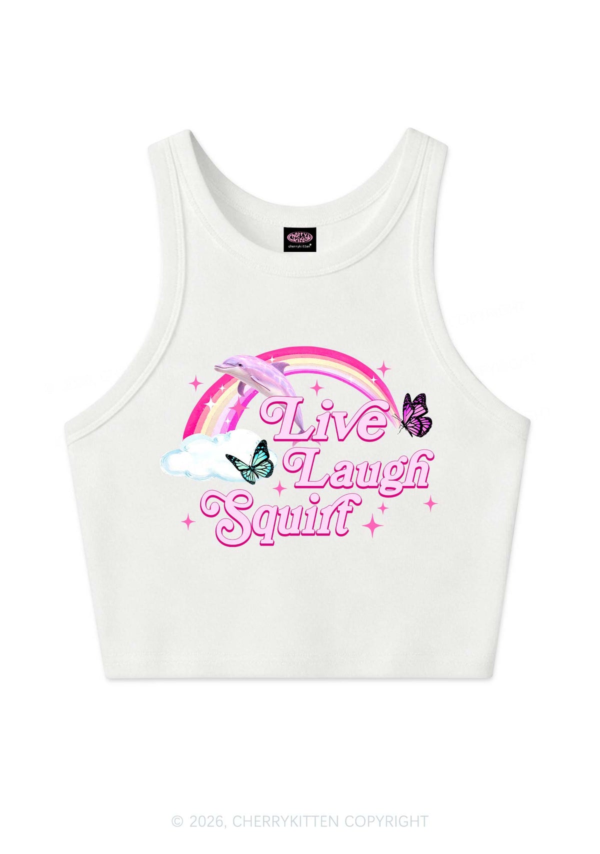 Live Laugh Squirt Y2K Crop Tank Top Cherrykitten