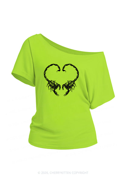 Skull Scorpion Heart Y2K Off Shoulder Tee Cherrykitten