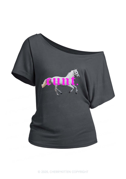 Cxxt Horse Y2K Off Shoulder Tee Cherrykitten