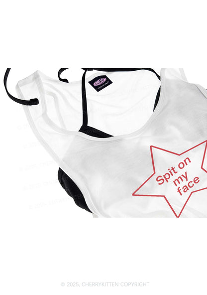 Spit On My Face Y2K Sheer Boyfriend Tank Cherrykitten