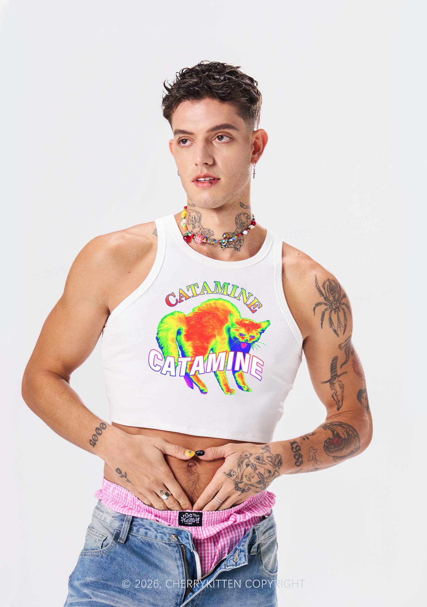 Thermal Cat Y2K Crop Tank Top Cherrykitten