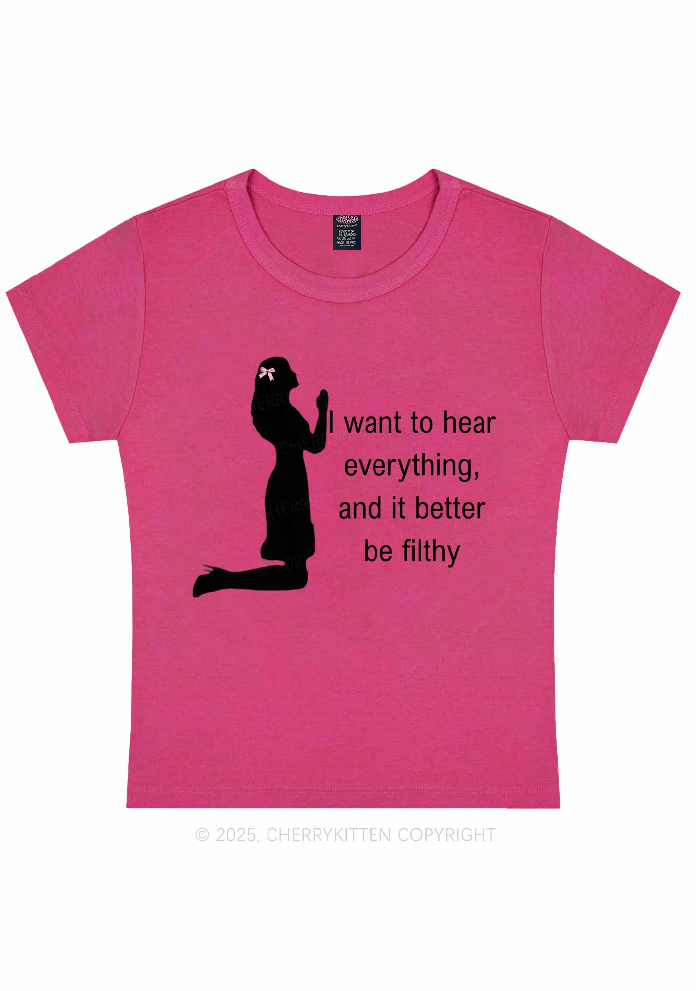 I Want To Hear Everything Y2K Baby Tee Cherrykitten