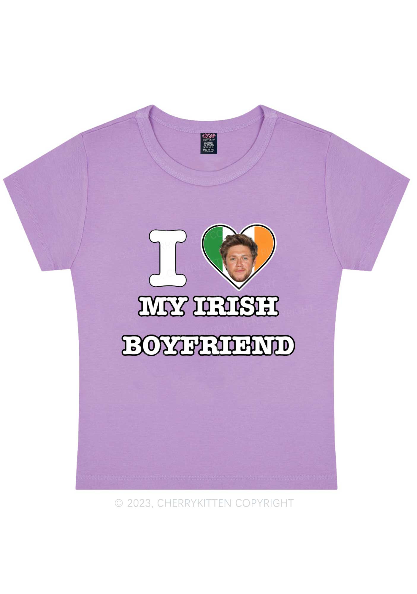 Custom Irish Boyfriend Photo St Patricks Y2K Baby Tee Cherrykitten