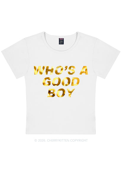 Whos A Good Boy Silver Foil Printed Y2K Baby Tee Cherrykitten