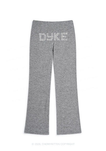 Rhinestone Dyke Pride Y2K Low Rise Drawstring Flare Pants Cherrykitten