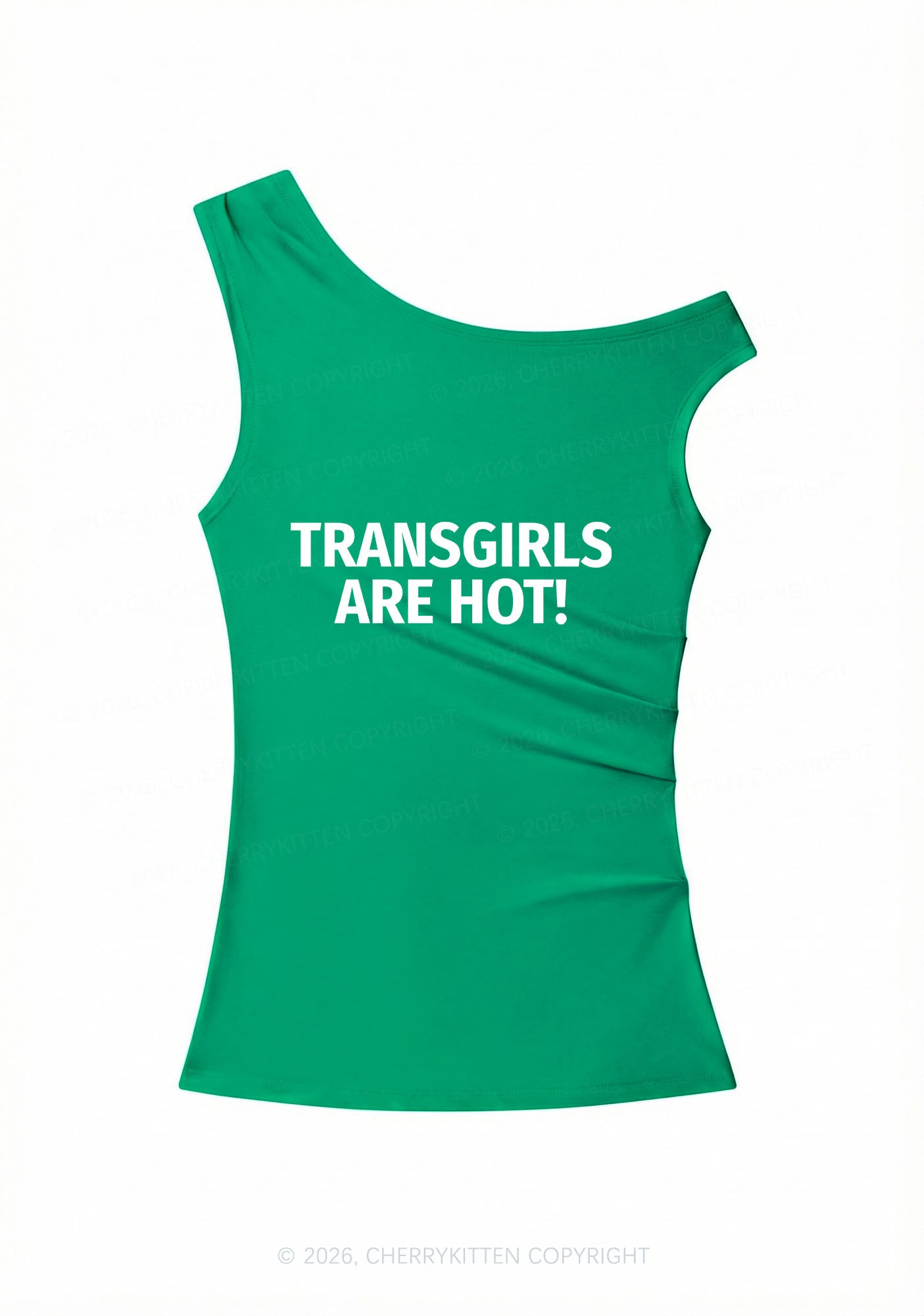 Transgirls Are Hot Pride Y2K Off Shoulder Tank Top Cherrykitten