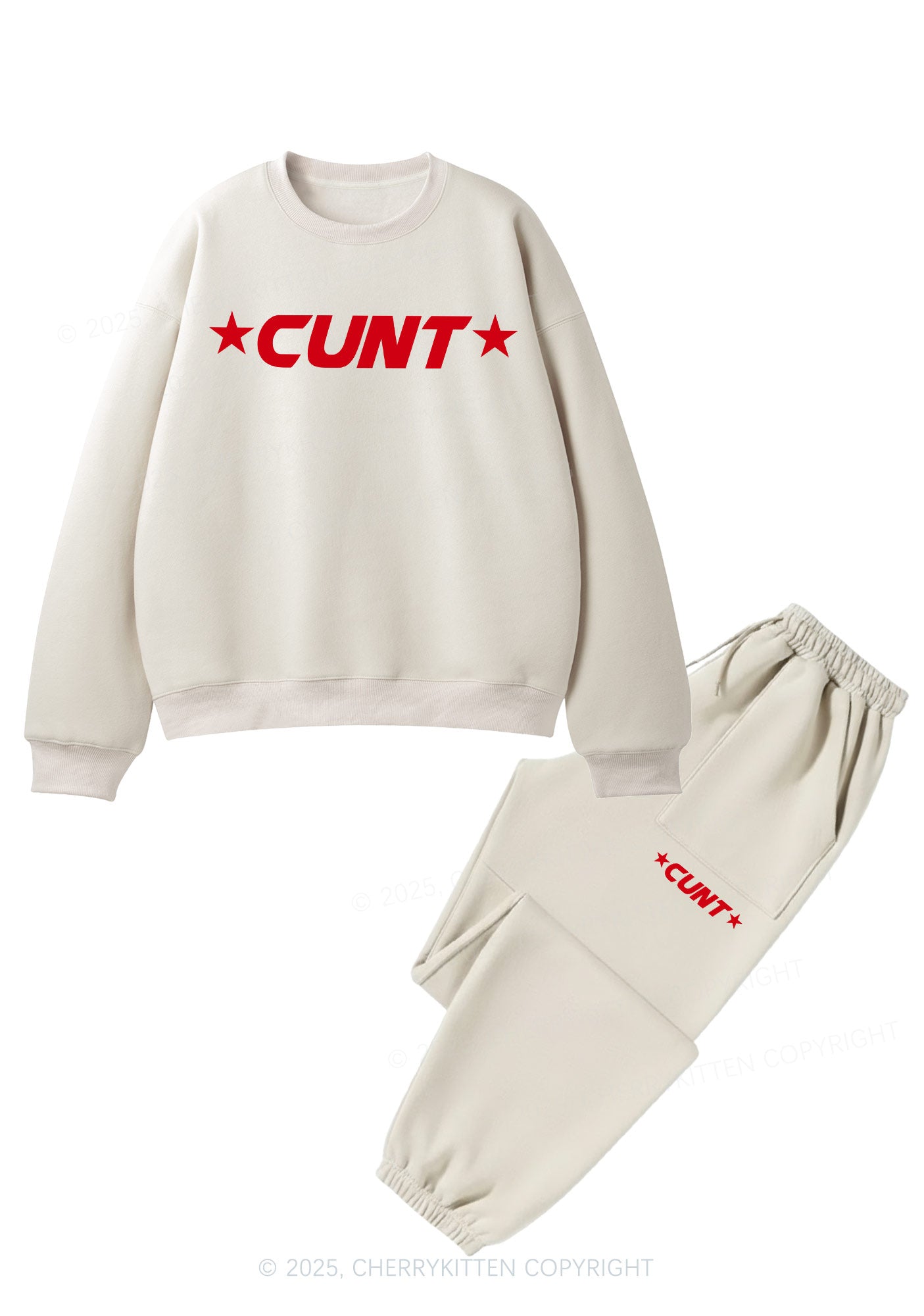 Star Count Y2K Fleece Sweatshirts Set Cherrykitten