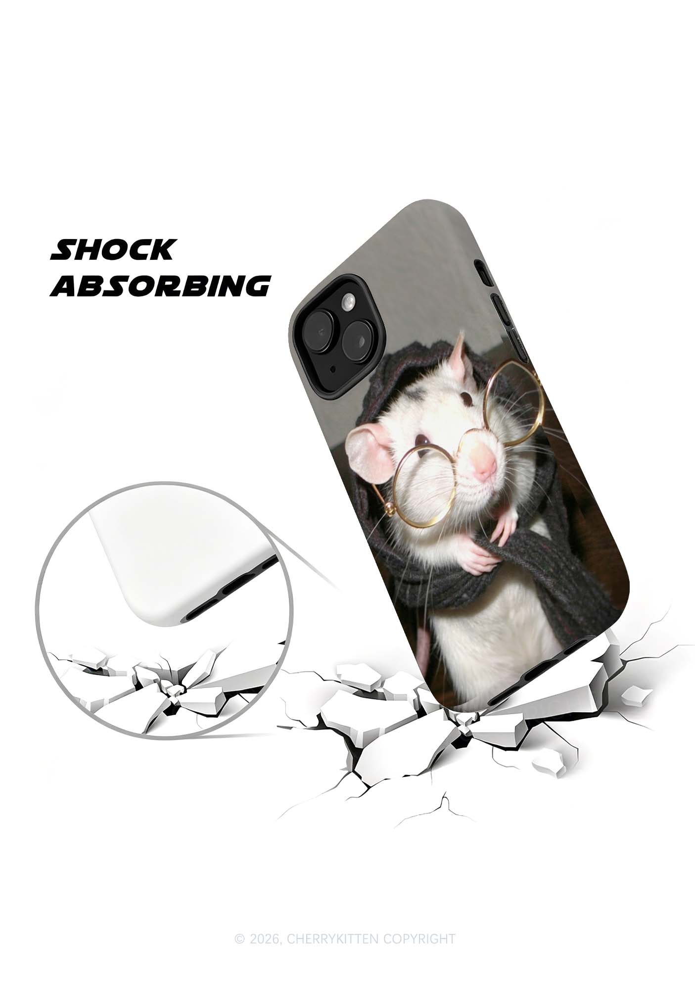 Glasses Rat Y2K Phone Case Cherrykitten
