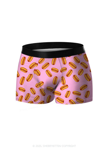 Pink Hot Dog Y2K Print Men Boxer Briefs Cherrykitten