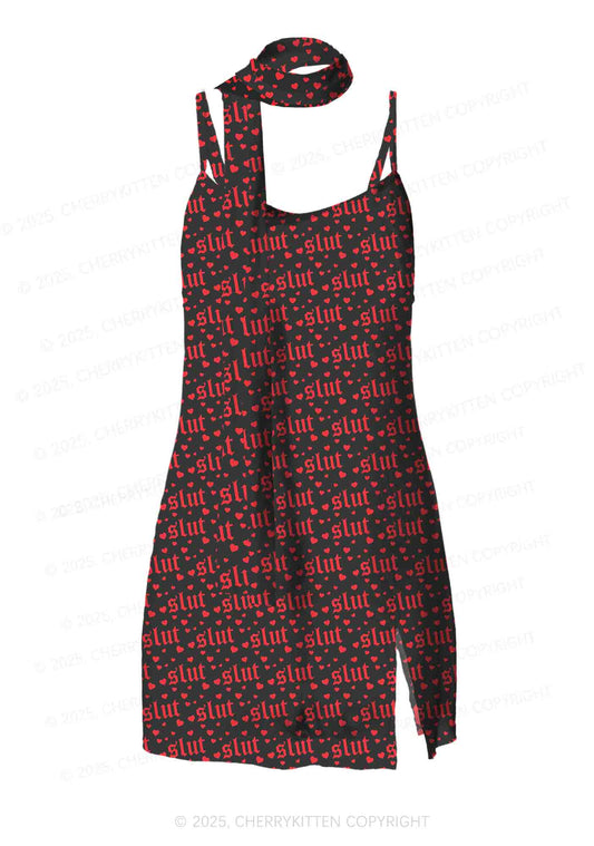 Black Slxt Y2K Mesh Slip Dress Cherrykitten