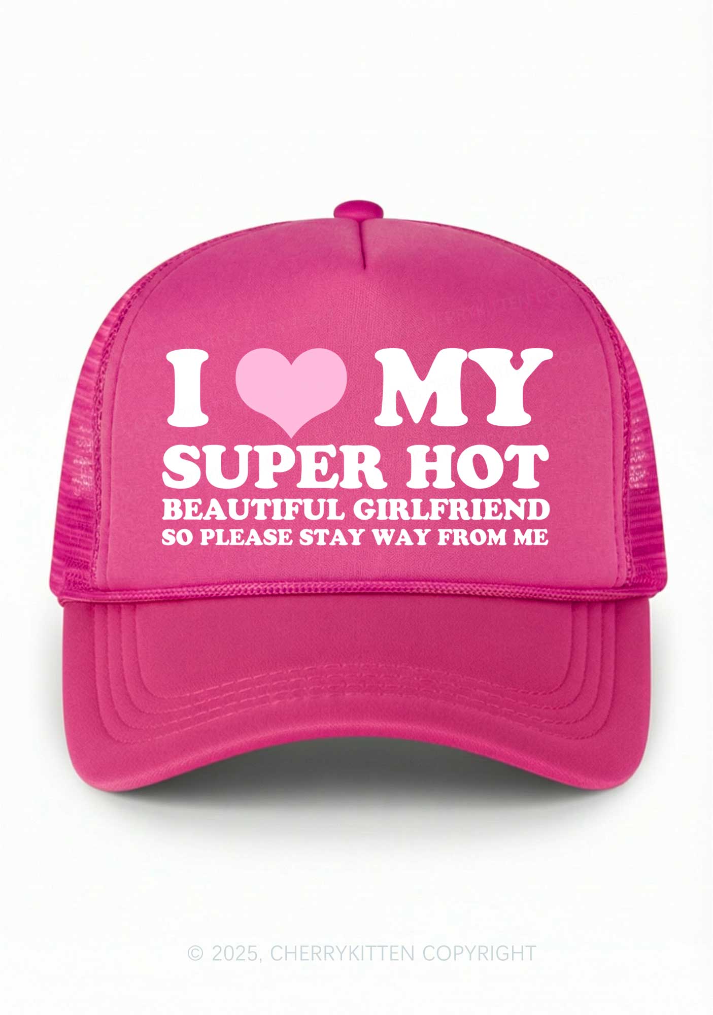 Love My Super Hot GF Valentine's Day Y2K Trucker Hat Cherrykitten