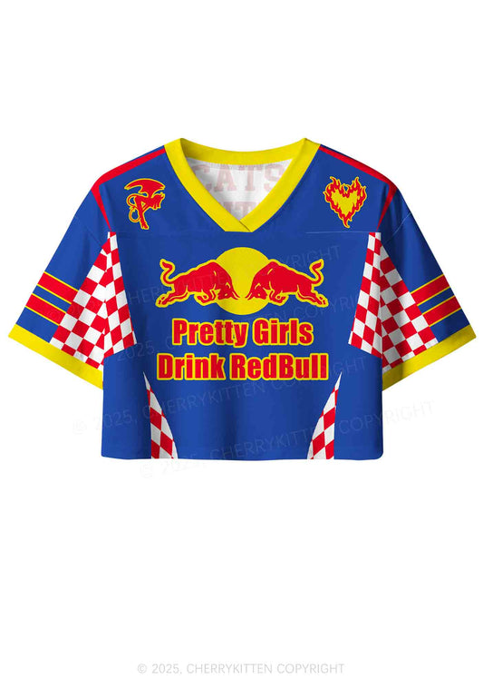 Custom Pretty Girls Drink Redbull Y2K Crop Sport Jersey Shirts Cherrykitten