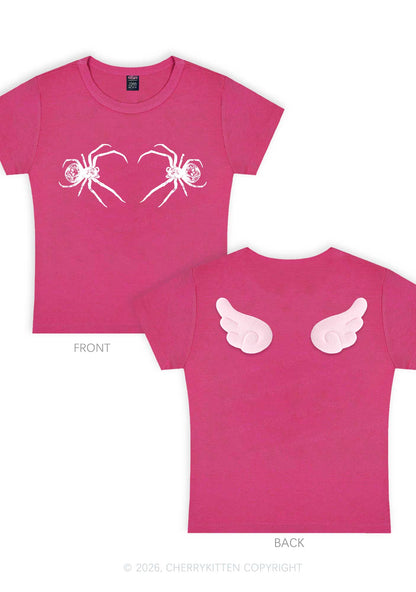 Skull Spider Y2K Goth Angel Wings Baby Tee Cherrykitten