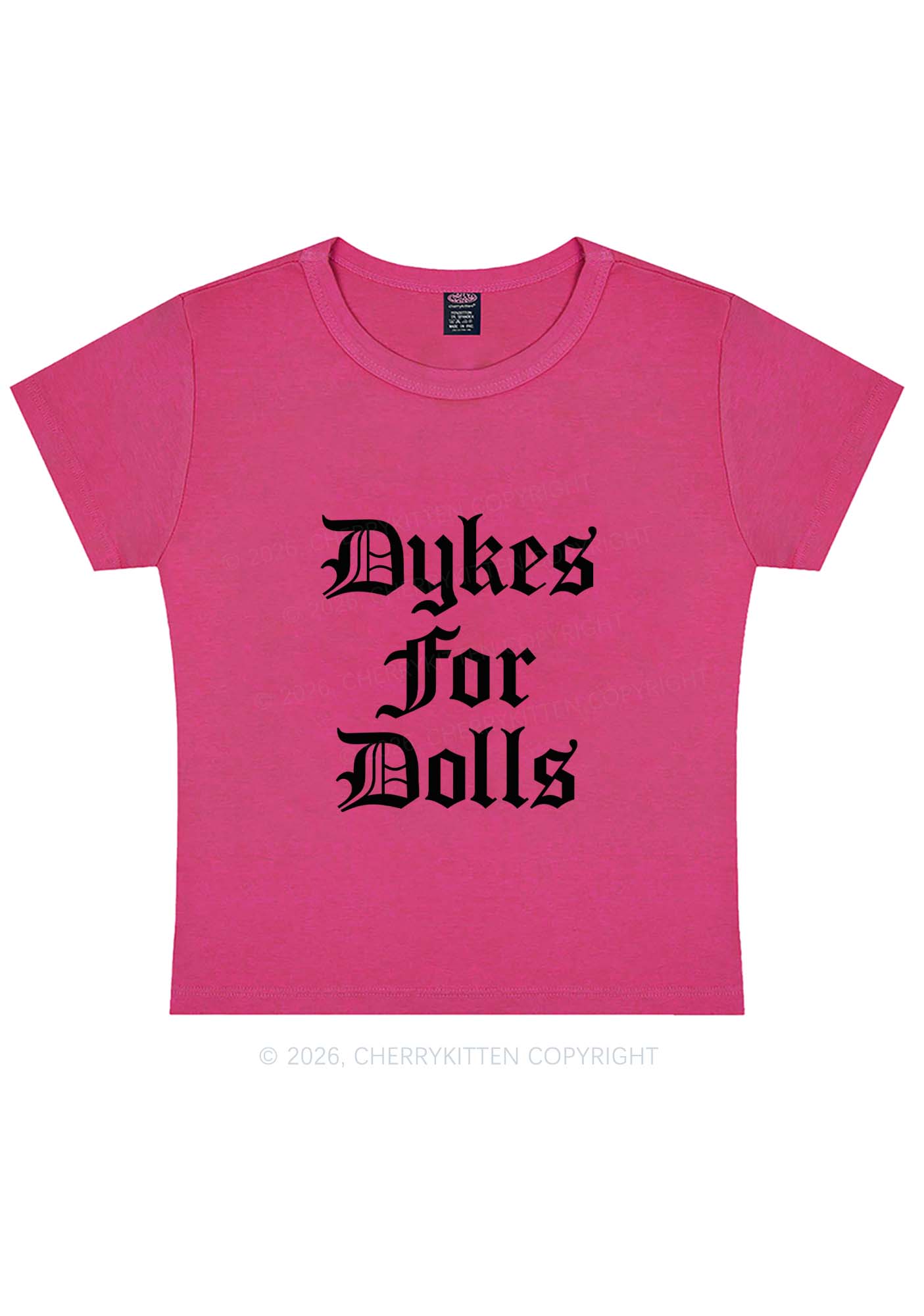 Dykes For Dolls Pride Y2K Baby Tee Cherrykitten