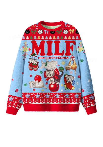 Cat Mxxf Y2K Christmas Knit Sweatshirt Cherrykitten