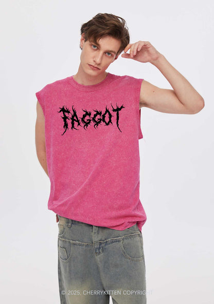 Punk Faggot Pride Y2K Washed Muscle Tank Cherrykitten