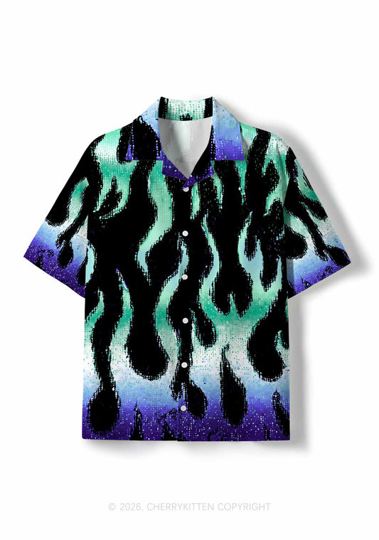 Gay Flame Pride Y2K Print Hawaiian Shirt Cherrykitten