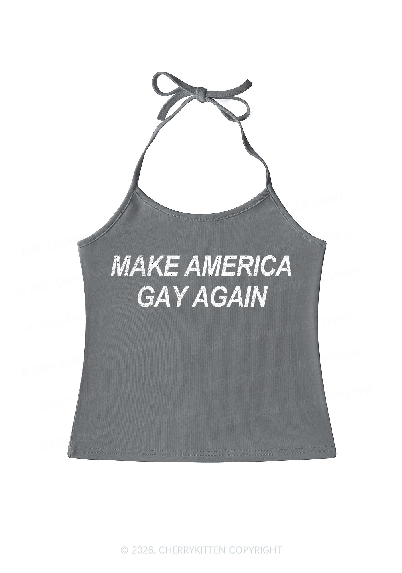 Make America Gay Again Pride Y2K Halter Neck Cami Cherrykitten