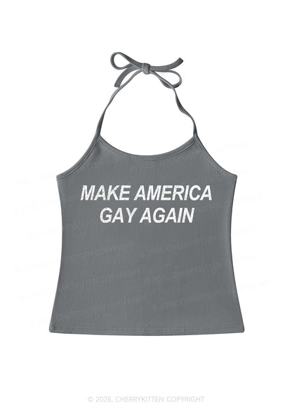 Make America Gay Again Pride Y2K Halter Neck Cami Cherrykitten