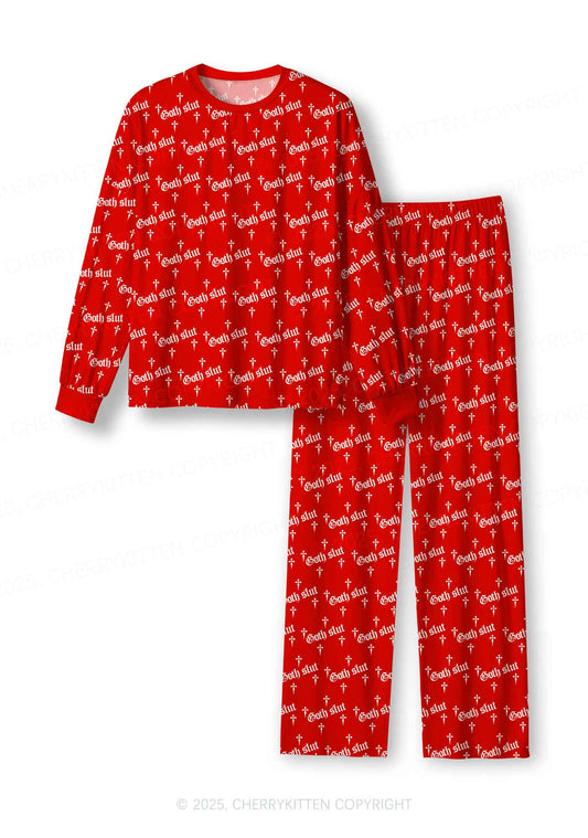Halloween Goth Slxt Y2K Print Long Sleeve Pajama Set Cherrykitten