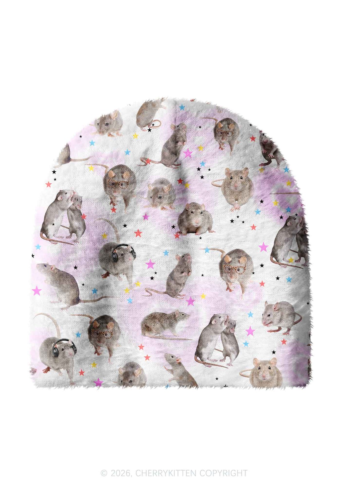 Cute Rats Y2K Print Knit Beanie Cherrykitten