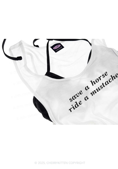 Ride A Mustache Y2K Sheer Boyfriend Tank Cherrykitten
