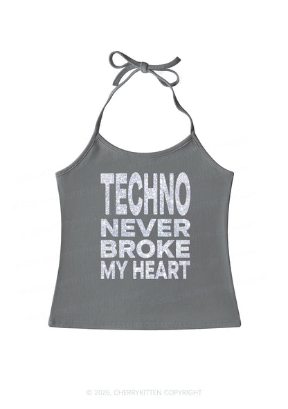Glitter Techno Heart Y2K Halter Neck Cami Cherrykitten
