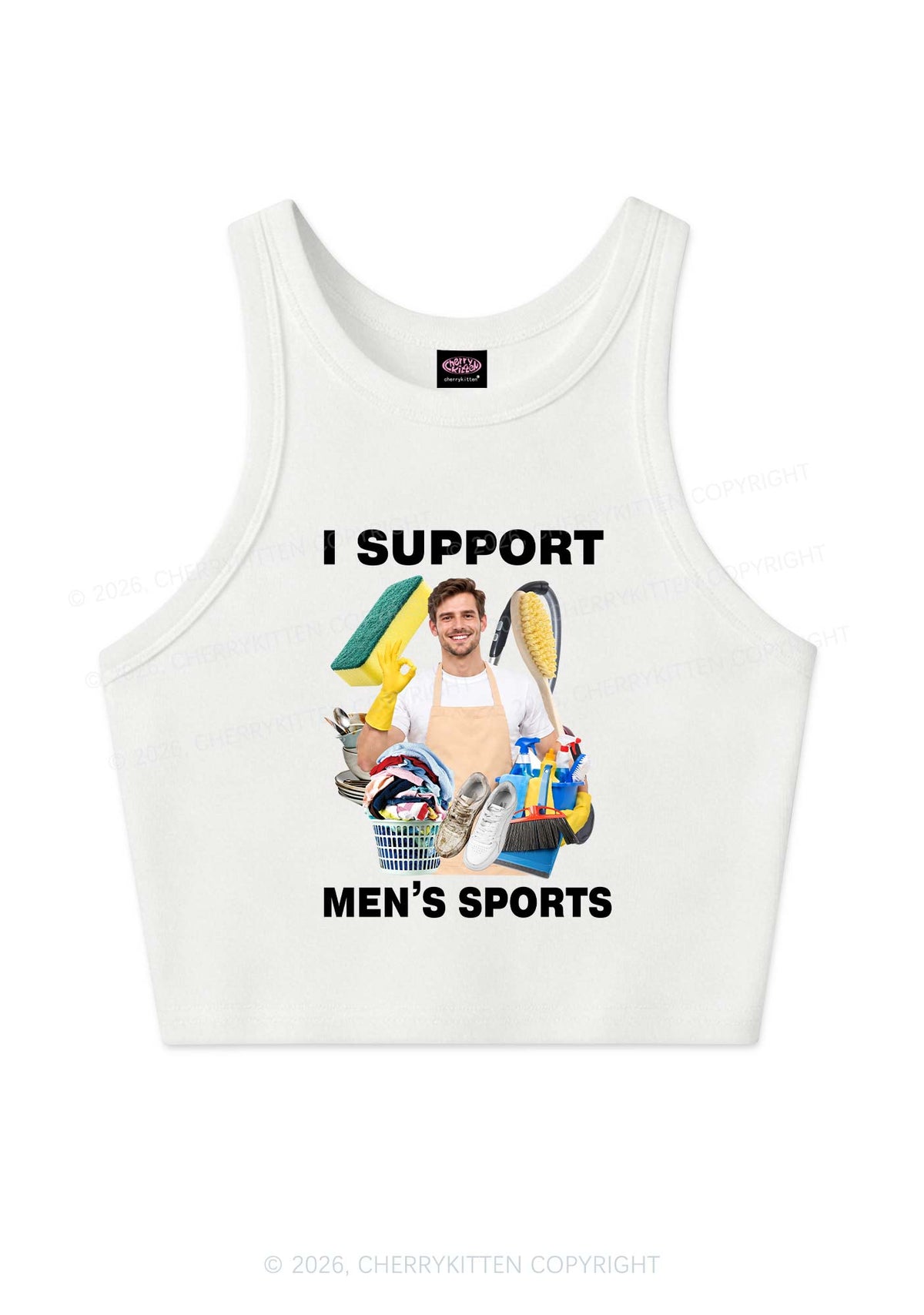 I Support Mens Sports Y2K Crop Tank Top Cherrykitten