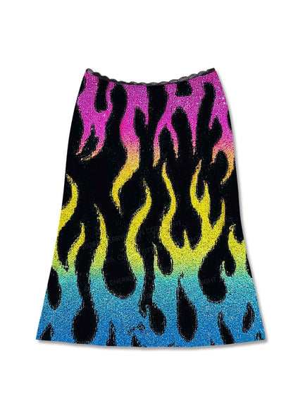 Pansexuality Flame Pride Y2K Print Midi Skirt Cherrykitten