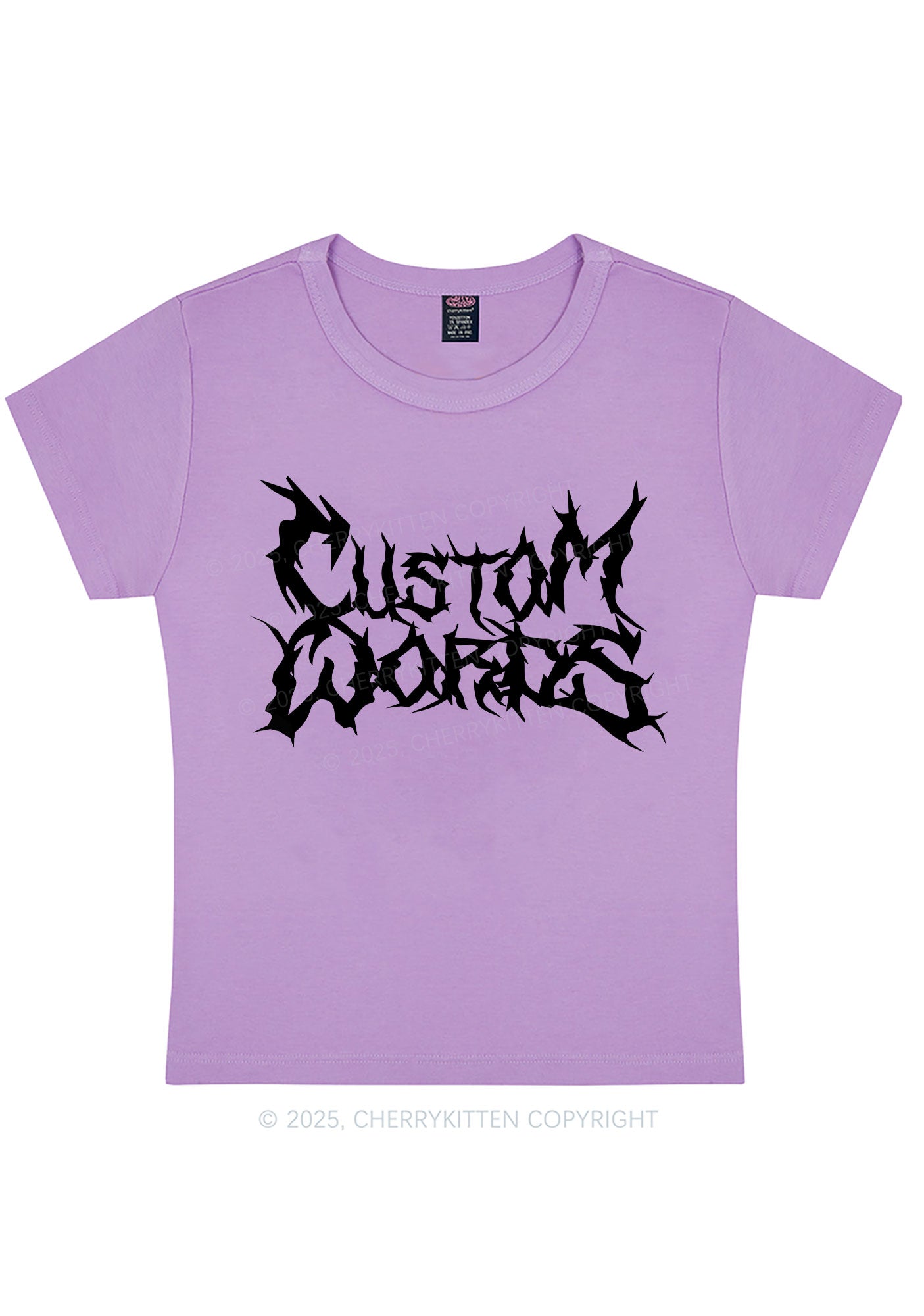 Curvy Custom Text Punk Font Y2K Baby Tee Cherrykitten